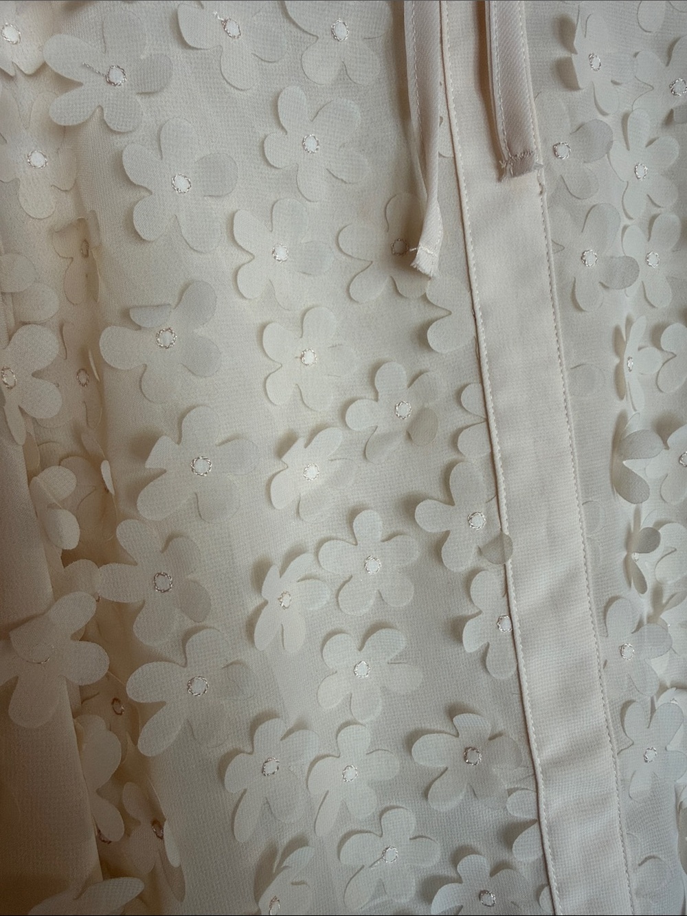 Adrianna Papell Cream 3D Floral Tie-Neck Blouse - Picture 4 of 4
